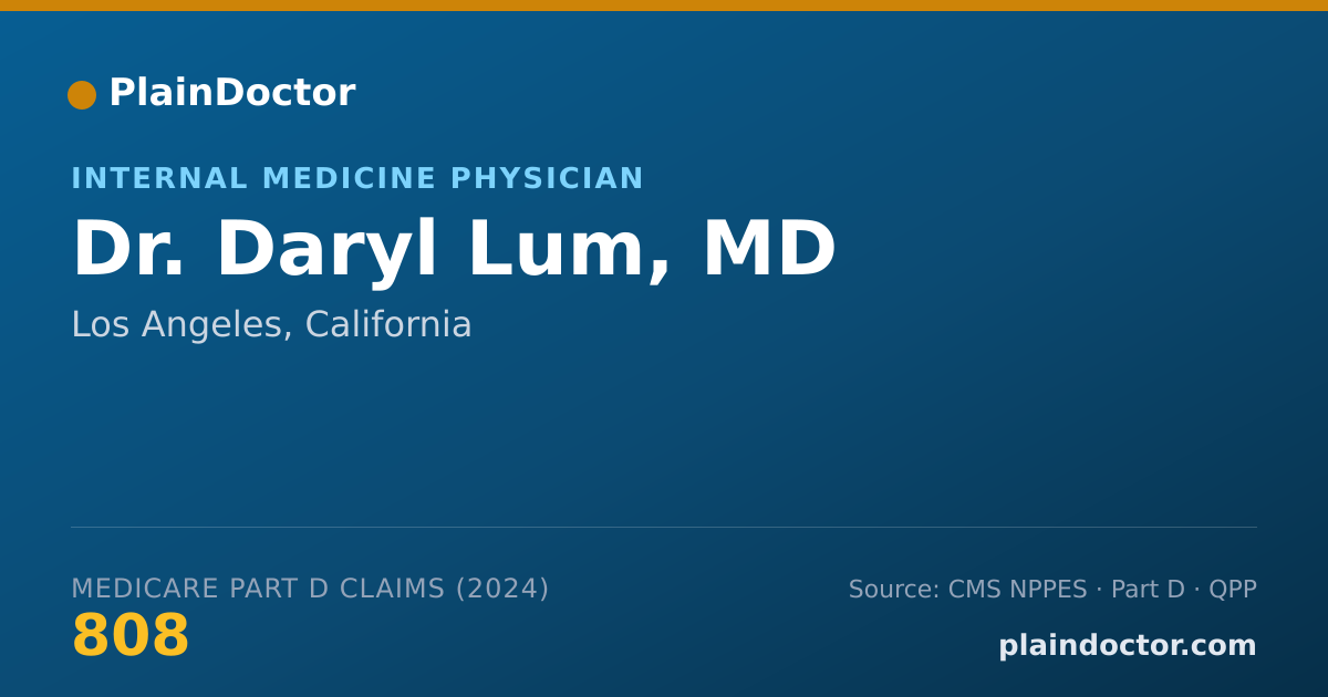 Shareable card for Daryl Lum, MD - Internal Medicine Physician, Los Angeles, CA