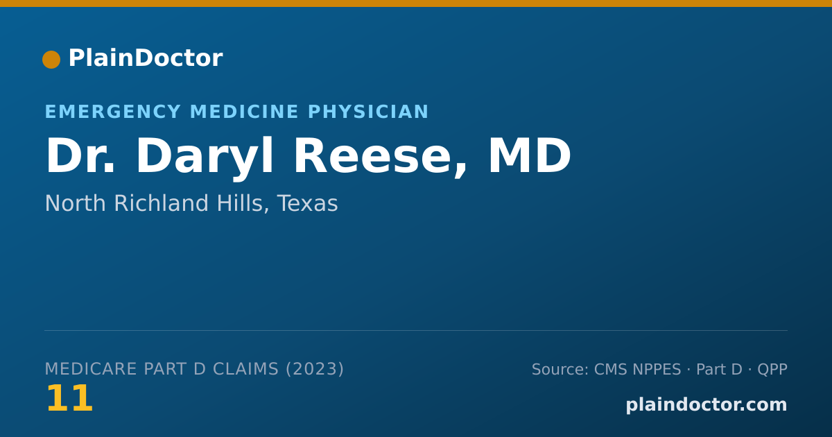 Shareable card for Daryl Reese, MD - Emergency Medicine Physician, North Richland Hills, TX