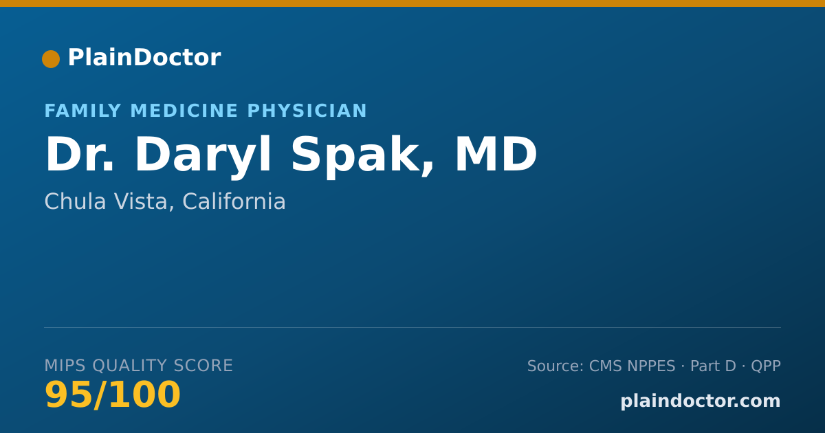 Shareable card for Daryl Spak, MD - Family Medicine Physician, Chula Vista, CA