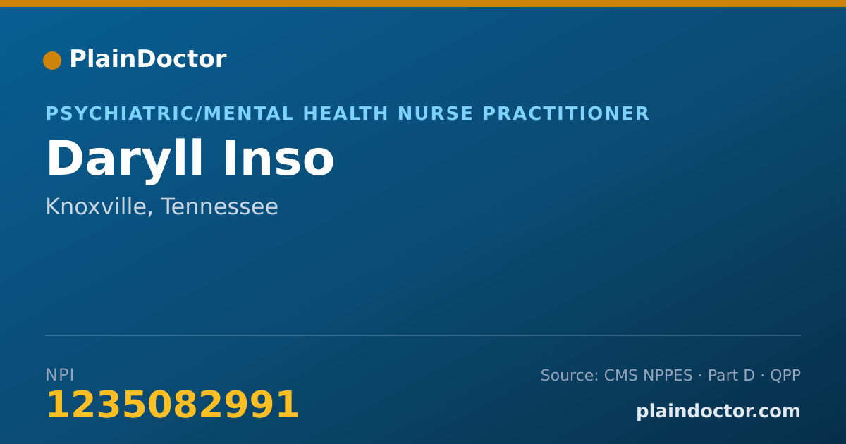Shareable card for Daryll Inso - Psychiatric/Mental Health Nurse Practitioner, Knoxville, TN