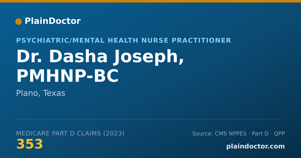 Shareable card for Dasha Joseph, PMHNP-BC - Psychiatric/Mental Health Nurse Practitioner, Plano, TX