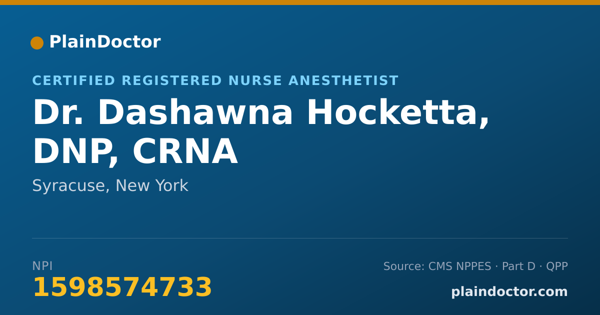 Shareable card for Dashawna Hocketta, DNP, CRNA - Certified Registered Nurse Anesthetist, Syracuse, NY