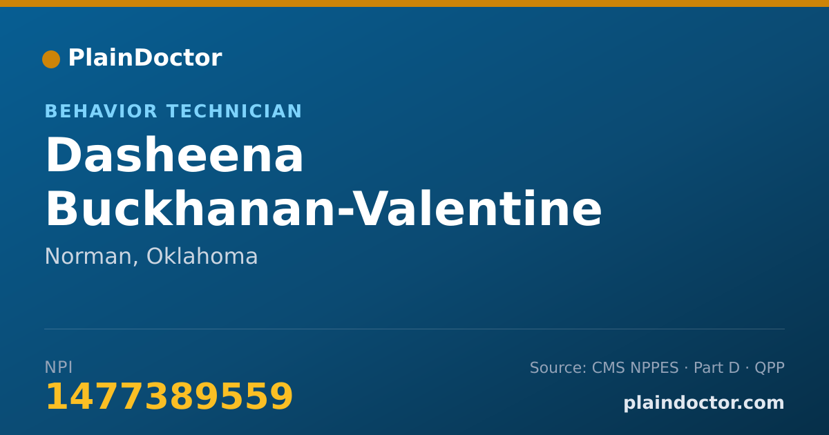 Shareable card for Dasheena Buckhanan-Valentine - Behavior Technician, Norman, OK