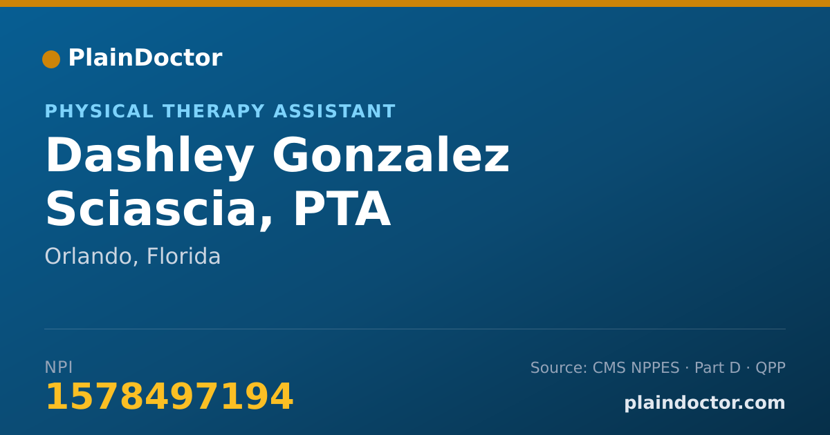 Shareable card for Dashley Gonzalez Sciascia, PTA - Physical Therapy Assistant, Orlando, FL