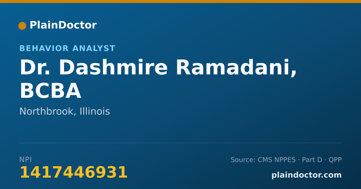 Shareable card for Dashmire Ramadani, BCBA - Behavior Analyst, Northbrook, IL