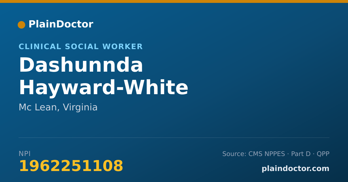 Shareable card for Dashunnda Hayward-White - Clinical Social Worker, Mc Lean, VA