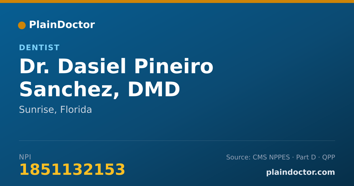 Shareable card for Dasiel Pineiro Sanchez, DMD - Dentist, Sunrise, FL