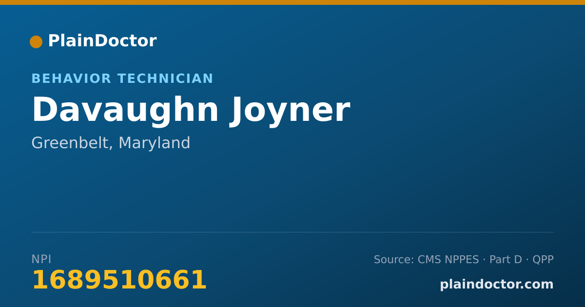 Shareable card for Davaughn Joyner - Behavior Technician, Greenbelt, MD
