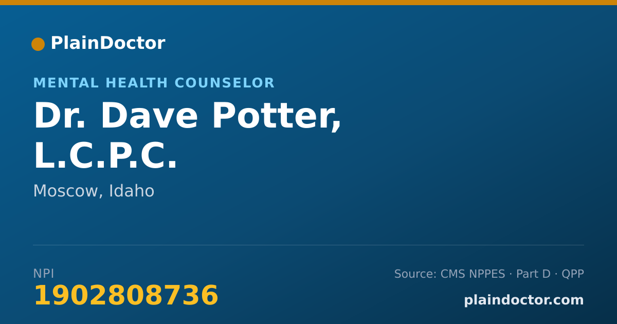 Shareable card for Dave Potter, L.C.P.C. - Mental Health Counselor, Moscow, ID