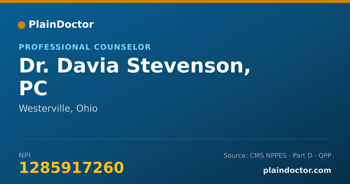 Shareable card for Davia Stevenson, PC - Professional Counselor, Westerville, OH