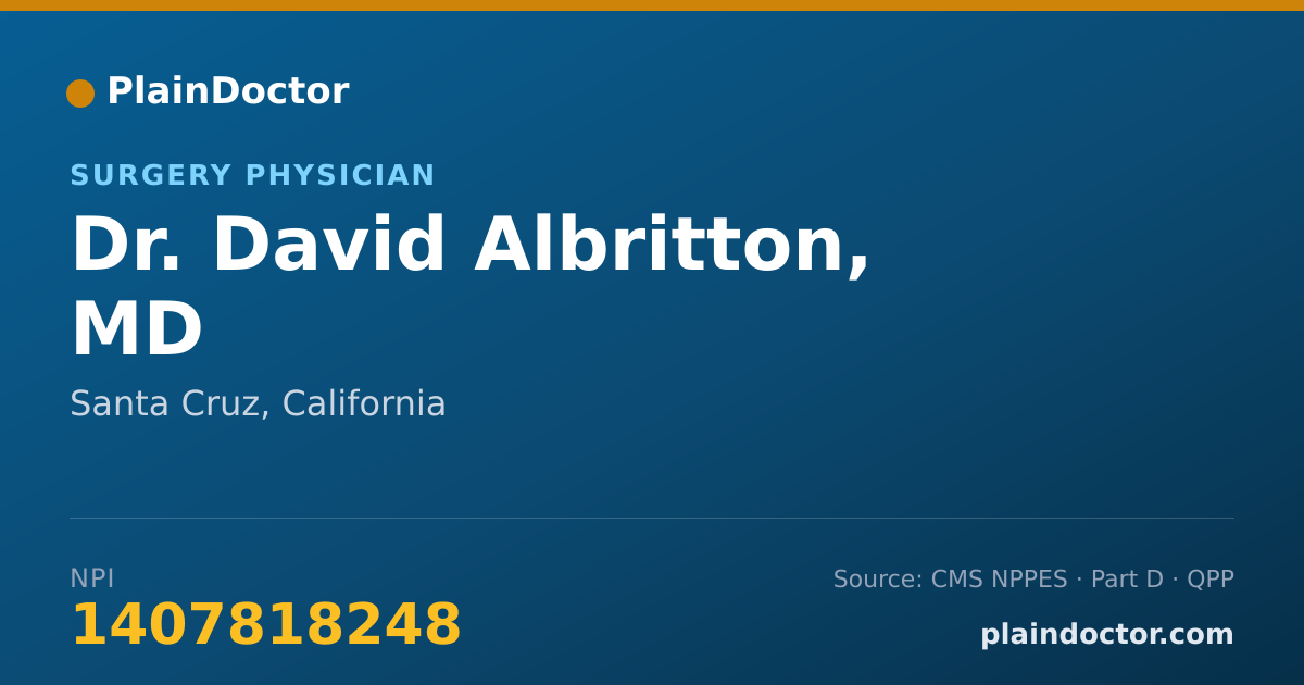 Shareable card for David Albritton, MD - Surgery Physician, Santa Cruz, CA