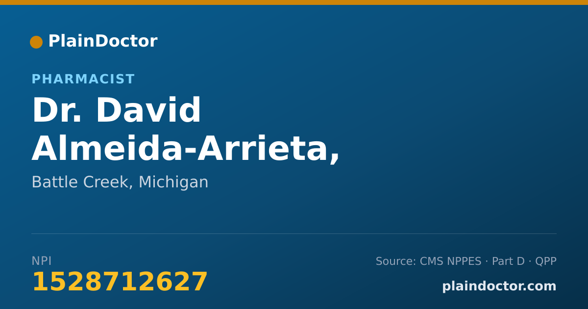 Shareable card for David Almeida-Arrieta, PHARMD - Pharmacist, Battle Creek, MI