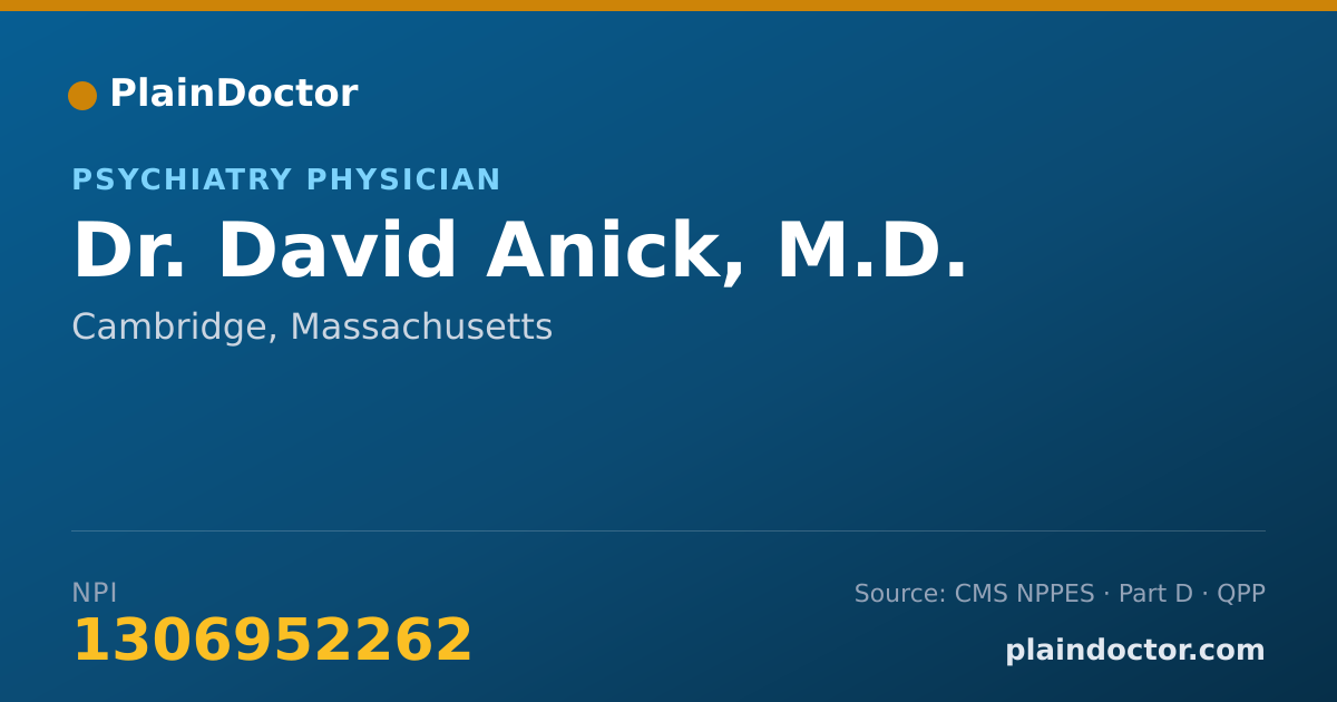 Shareable card for David Anick, M.D. - Psychiatry Physician, Cambridge, MA