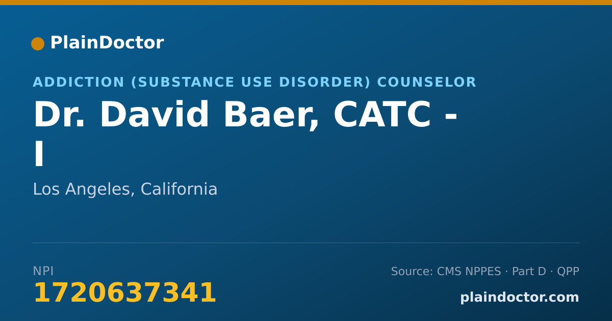 Shareable card for David Baer, CATC - I - Addiction (Substance Use Disorder) Counselor, Los Angeles, CA
