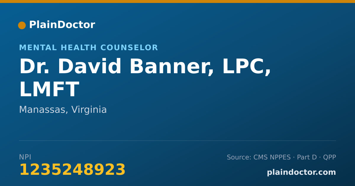 Shareable card for David Banner, LPC, LMFT - Mental Health Counselor, Manassas, VA
