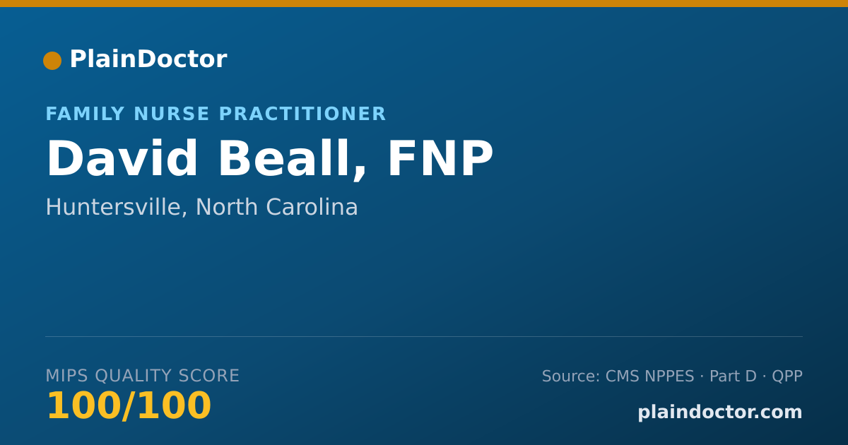 Shareable card for David Beall, FNP - Nurse Practitioner, Huntersville, NC
