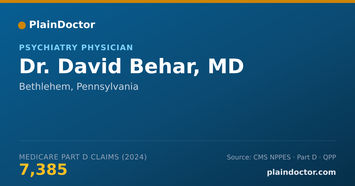 Shareable card for David Behar, MD - Psychiatry Physician, Bethlehem, PA