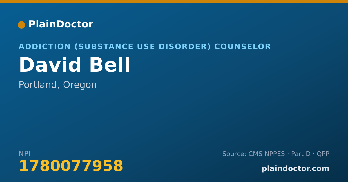 Shareable card for David Bell - Addiction (Substance Use Disorder) Counselor, Portland, OR