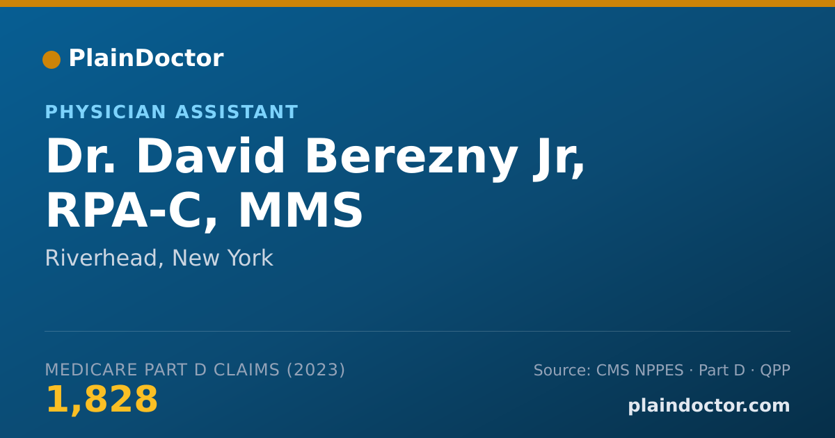 Shareable card for David Berezny Jr, RPA-C, MMS - Physician Assistant, Riverhead, NY
