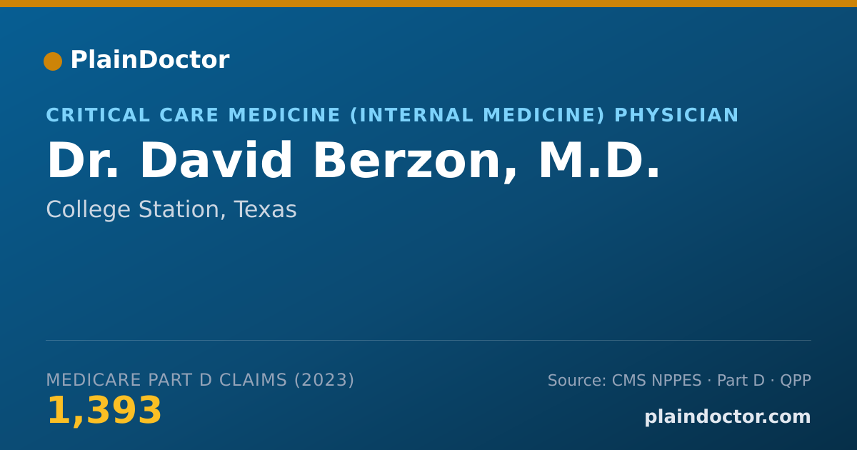 Shareable card for David Berzon, M.D. - Critical Care Medicine (Internal Medicine) Physician, College Station, TX