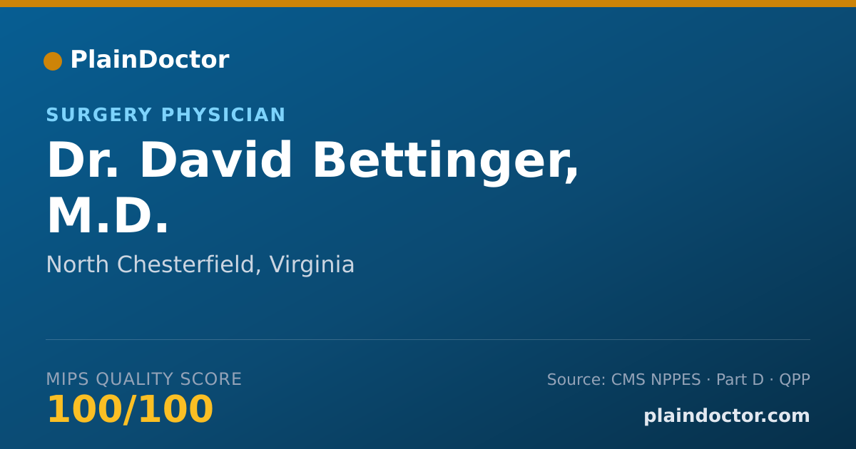 Shareable card for David Bettinger, M.D. - Surgery Physician, North Chesterfield, VA
