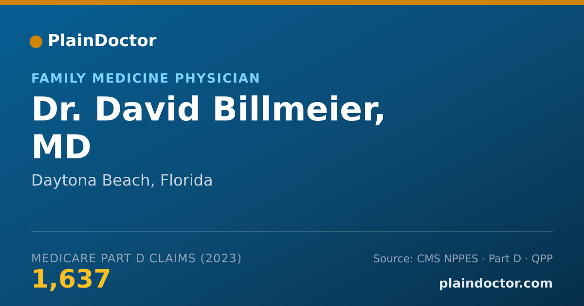 Shareable card for David Billmeier, MD - Family Medicine Physician, Daytona Beach, FL