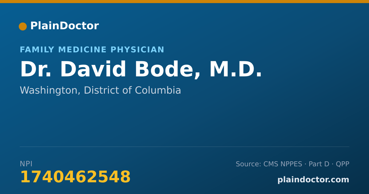 Shareable card for David Bode, M.D. - Family Medicine Physician, Washington, DC