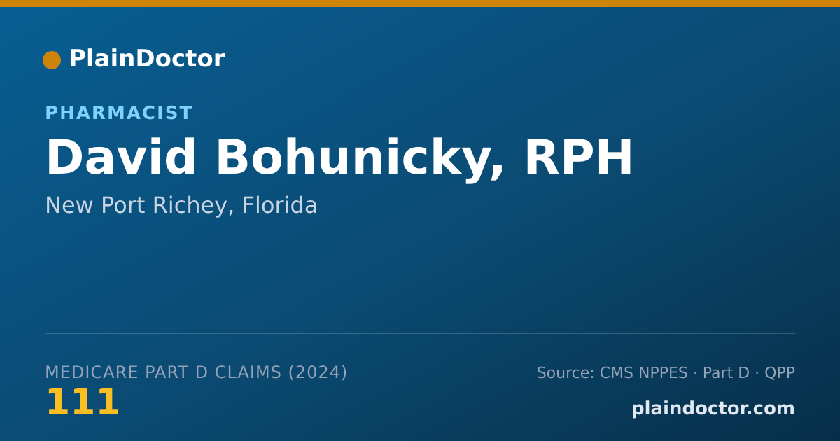 Shareable card for David Bohunicky, RPH - Pharmacist, New Port Richey, FL