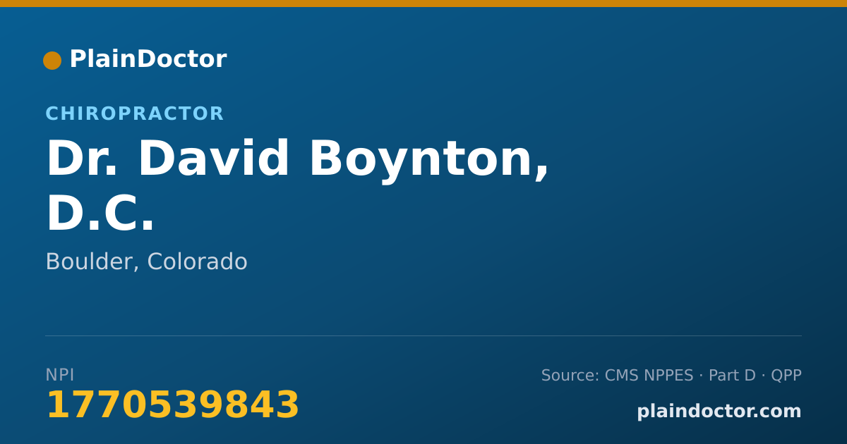Shareable card for David Boynton, D.C. - Chiropractor, Boulder, CO