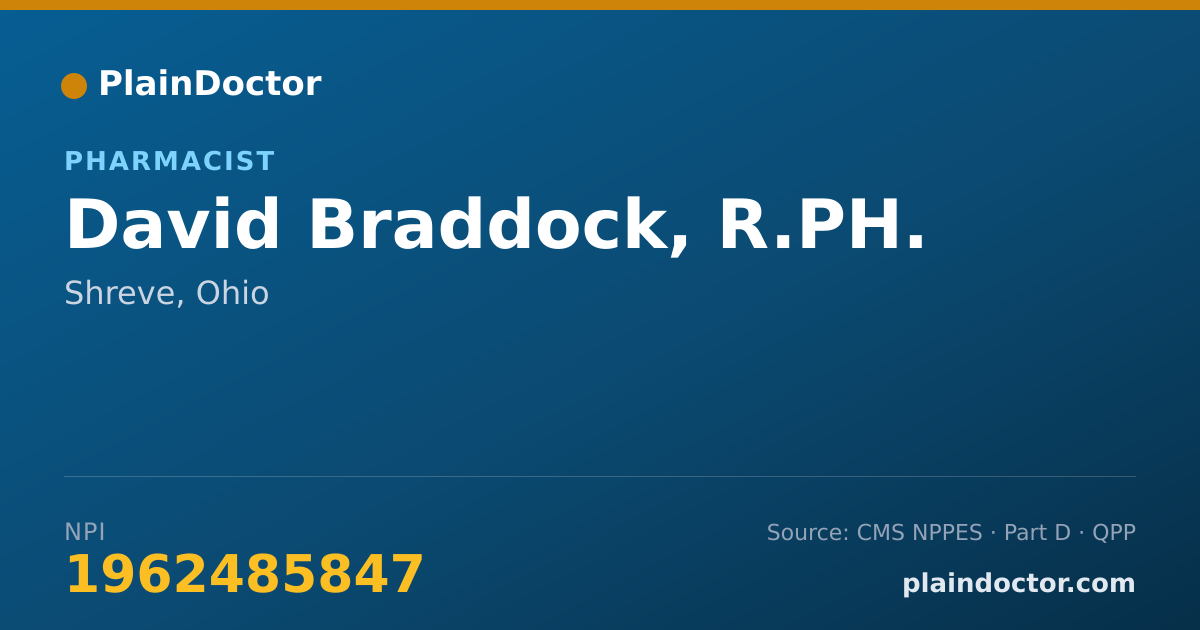 Shareable card for David Braddock, R.PH. - Pharmacist, Shreve, OH