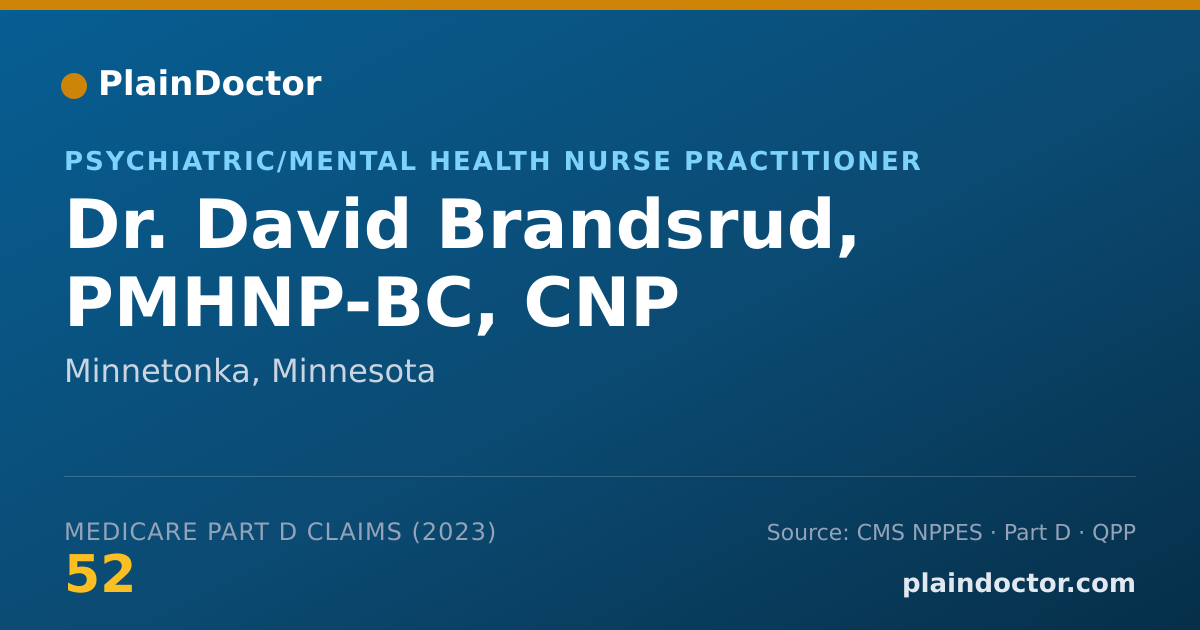 Shareable card for David Brandsrud, PMHNP-BC, CNP - Psychiatric/Mental Health Nurse Practitioner, Minnetonka, MN
