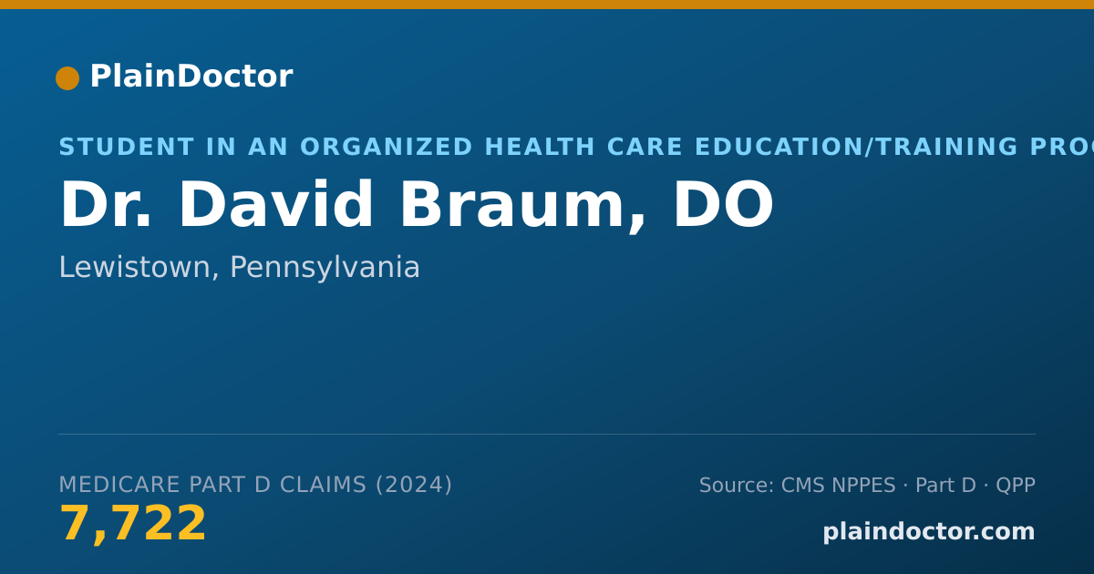 Shareable card for David Braum, DO - Student in an Organized Health Care Education/Training Program, Lewistown, PA