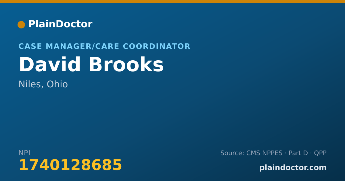Shareable card for David Brooks - Case Manager/Care Coordinator, Niles, OH