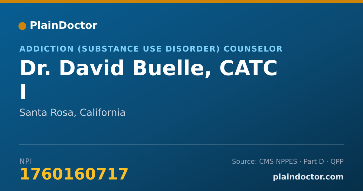 Shareable card for David Buelle, CATC I - Addiction (Substance Use Disorder) Counselor, Santa Rosa, CA
