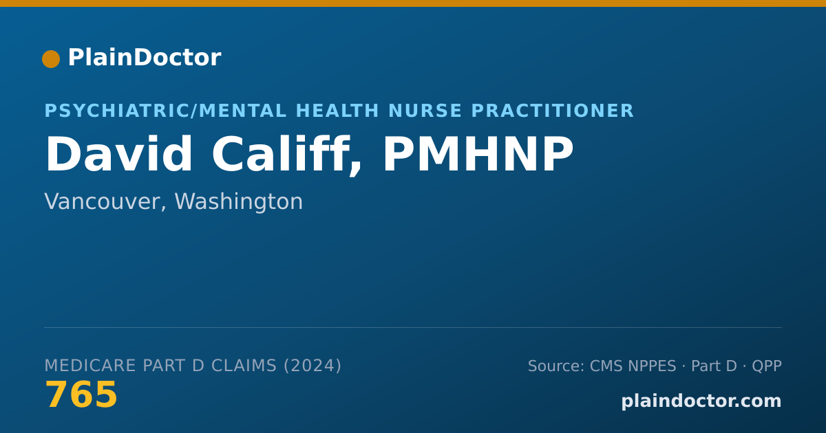 Shareable card for David Califf, PMHNP - Psychiatric/Mental Health Nurse Practitioner, Vancouver, WA