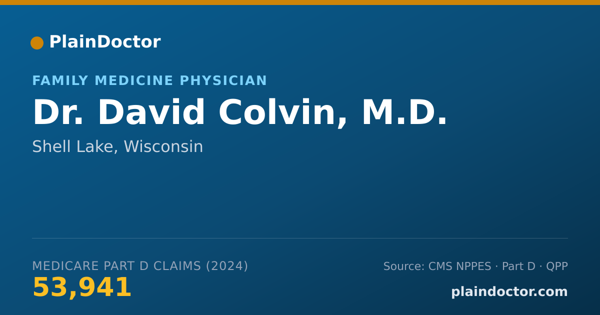 Shareable card for David Colvin, M.D. - Family Medicine Physician, Shell Lake, WI