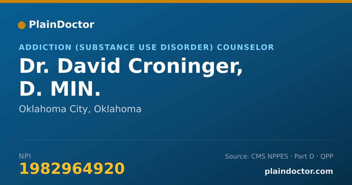 Shareable card for David Croninger, D. MIN. - Addiction (Substance Use Disorder) Counselor, Oklahoma City, OK