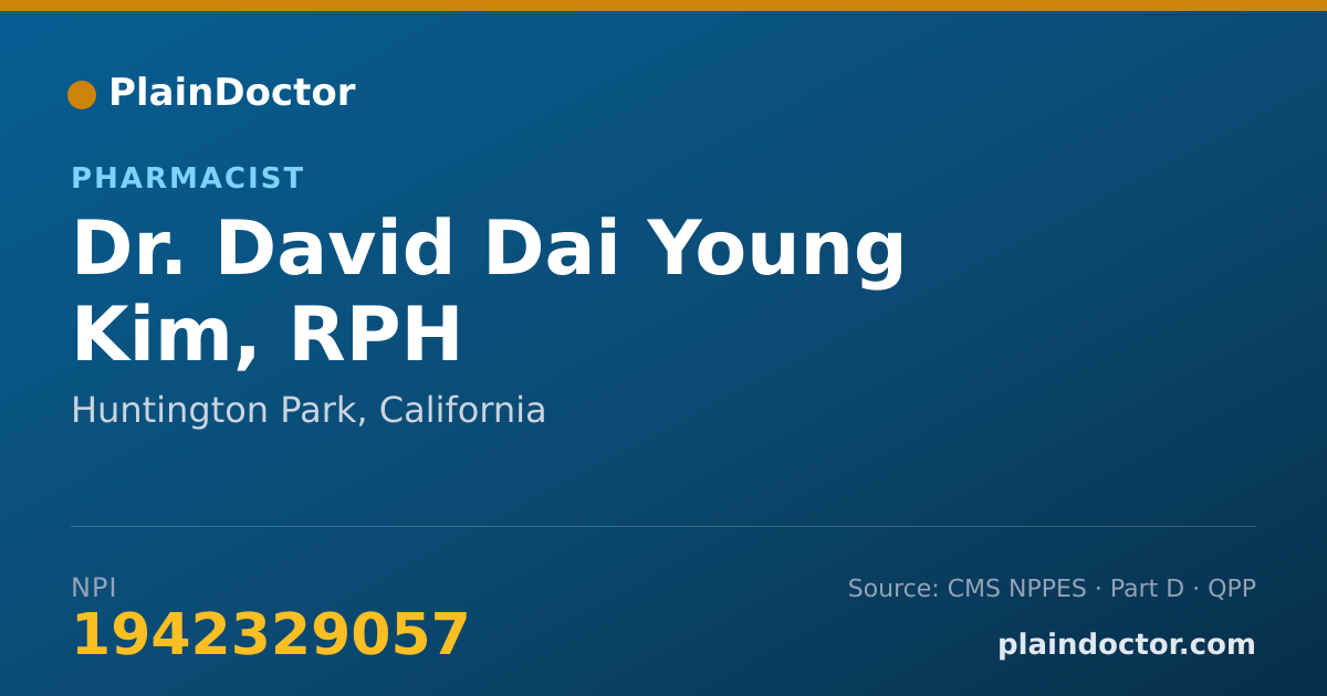 Shareable card for David Dai Young Kim, RPH - Pharmacist, Huntington Park, CA
