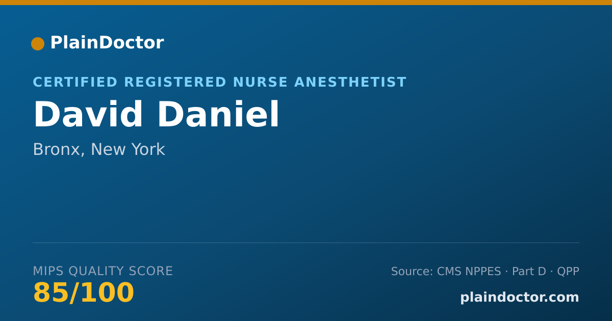 Shareable card for David Daniel - Certified Registered Nurse Anesthetist, Bronx, NY