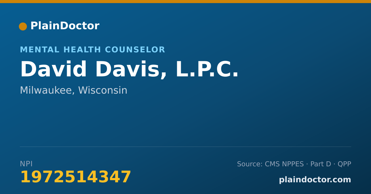 Shareable card for David Davis, L.P.C. - Mental Health Counselor, Milwaukee, WI