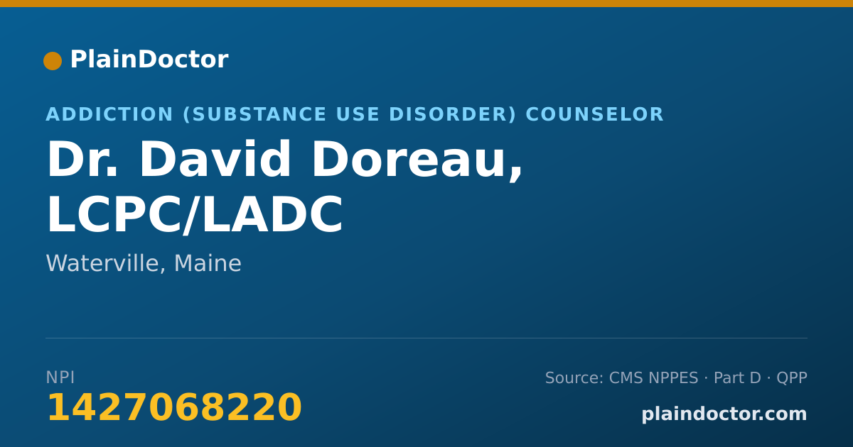 Shareable card for David Doreau, LCPC/LADC - Addiction (Substance Use Disorder) Counselor, Waterville, ME
