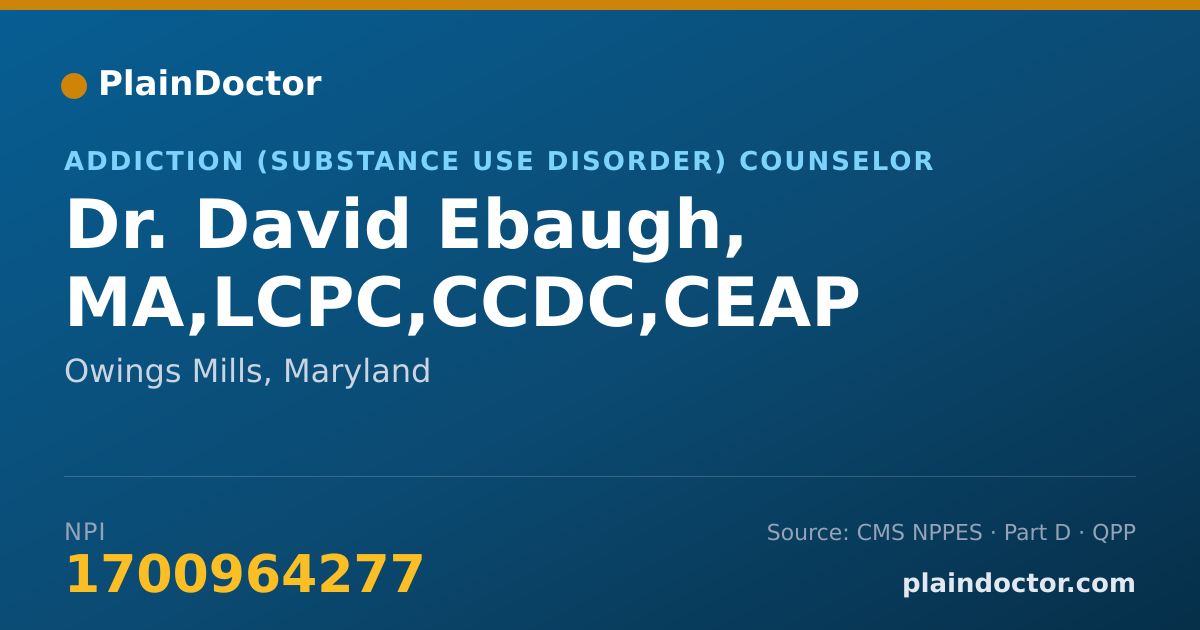 Shareable card for David Ebaugh, MA,LCPC,CCDC,CEAP - Addiction (Substance Use Disorder) Counselor, Owings Mills, MD