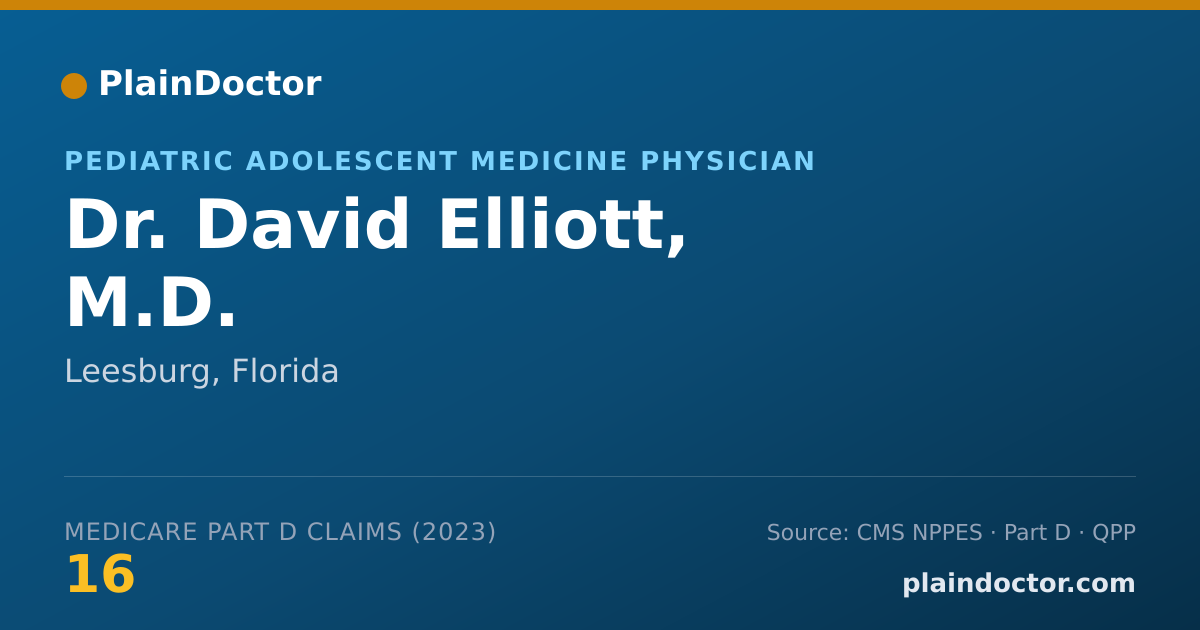 Shareable card for David Elliott, M.D. - Pediatric Adolescent Medicine Physician, Leesburg, FL