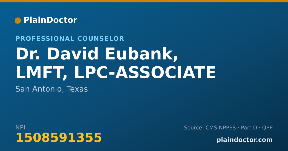 Shareable card for David Eubank, LMFT, LPC-ASSOCIATE - Professional Counselor, San Antonio, TX