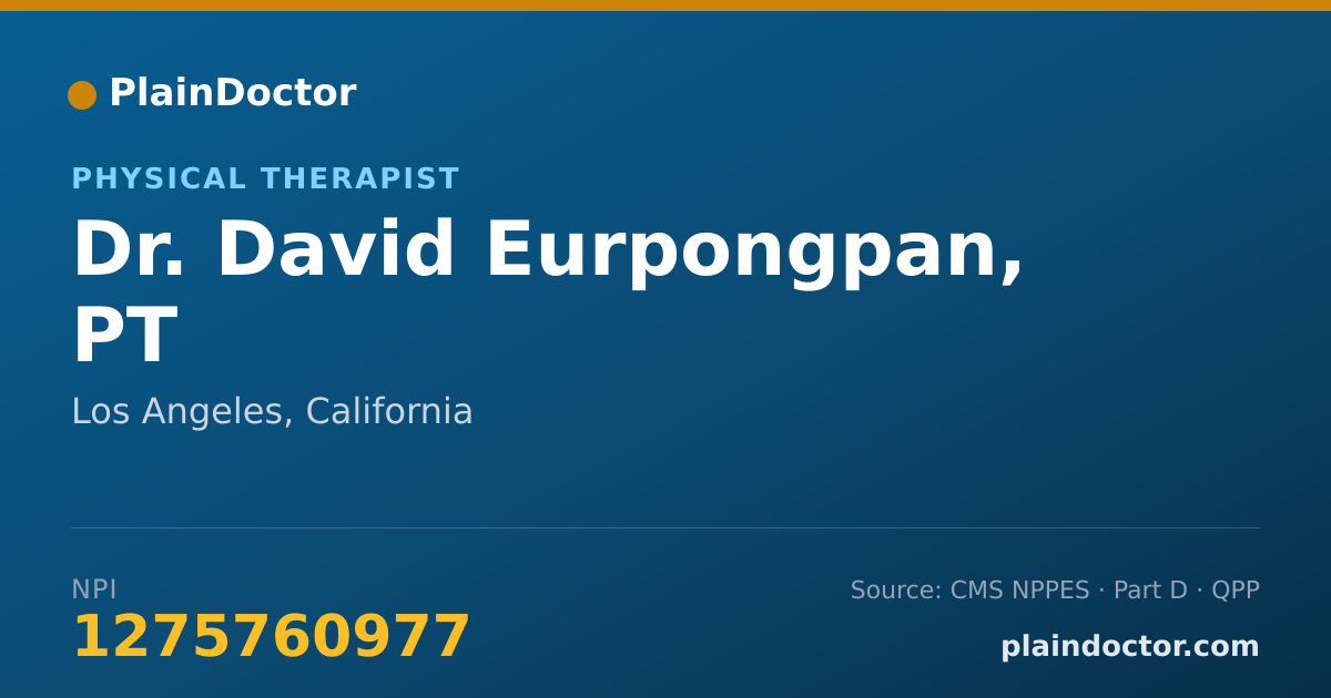 Shareable card for David Eurpongpan, PT - Physical Therapist, Los Angeles, CA