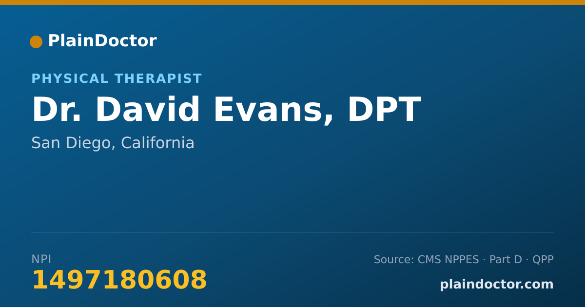 Shareable card for David Evans, DPT - Physical Therapist, San Diego, CA