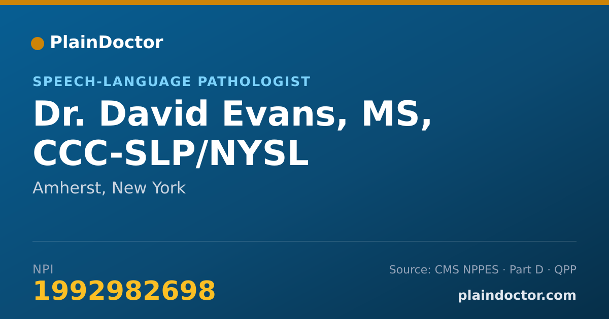 Shareable card for David Evans, MS, CCC-SLP/NYSL - Speech-Language Pathologist, Amherst, NY