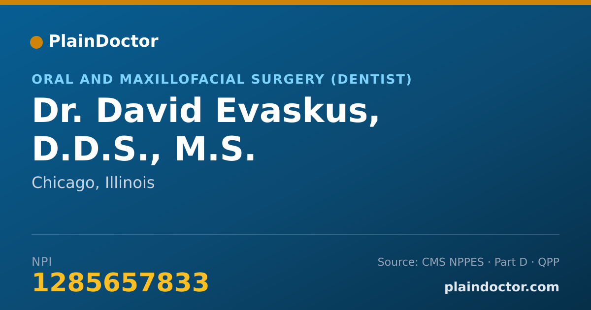 Shareable card for David Evaskus, D.D.S., M.S. - Oral and Maxillofacial Surgery (Dentist), Chicago, IL