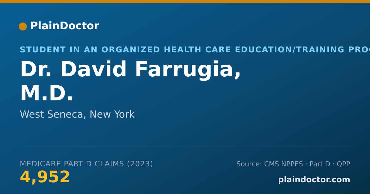 Shareable card for David Farrugia, M.D. - Student in an Organized Health Care Education/Training Program, West Seneca, NY
