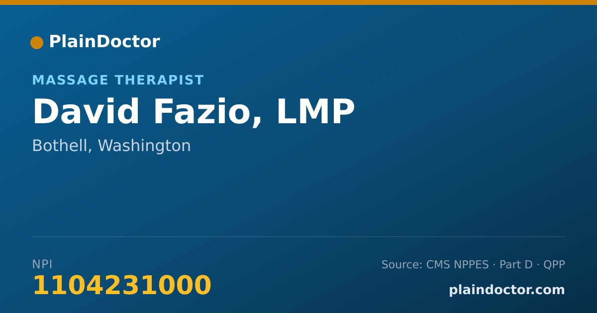 Shareable card for David Fazio, LMP - Massage Therapist, Bothell, WA